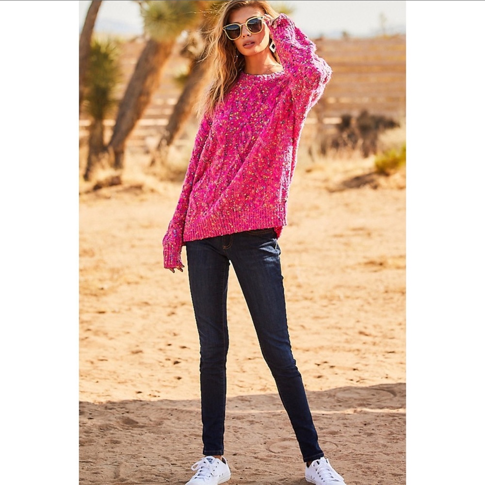 Fuchsia Pink Confetti Oversized Sweater - Picture 4 of 10